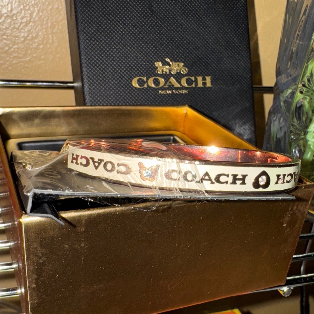 Coach Gold and White Logo Bangle